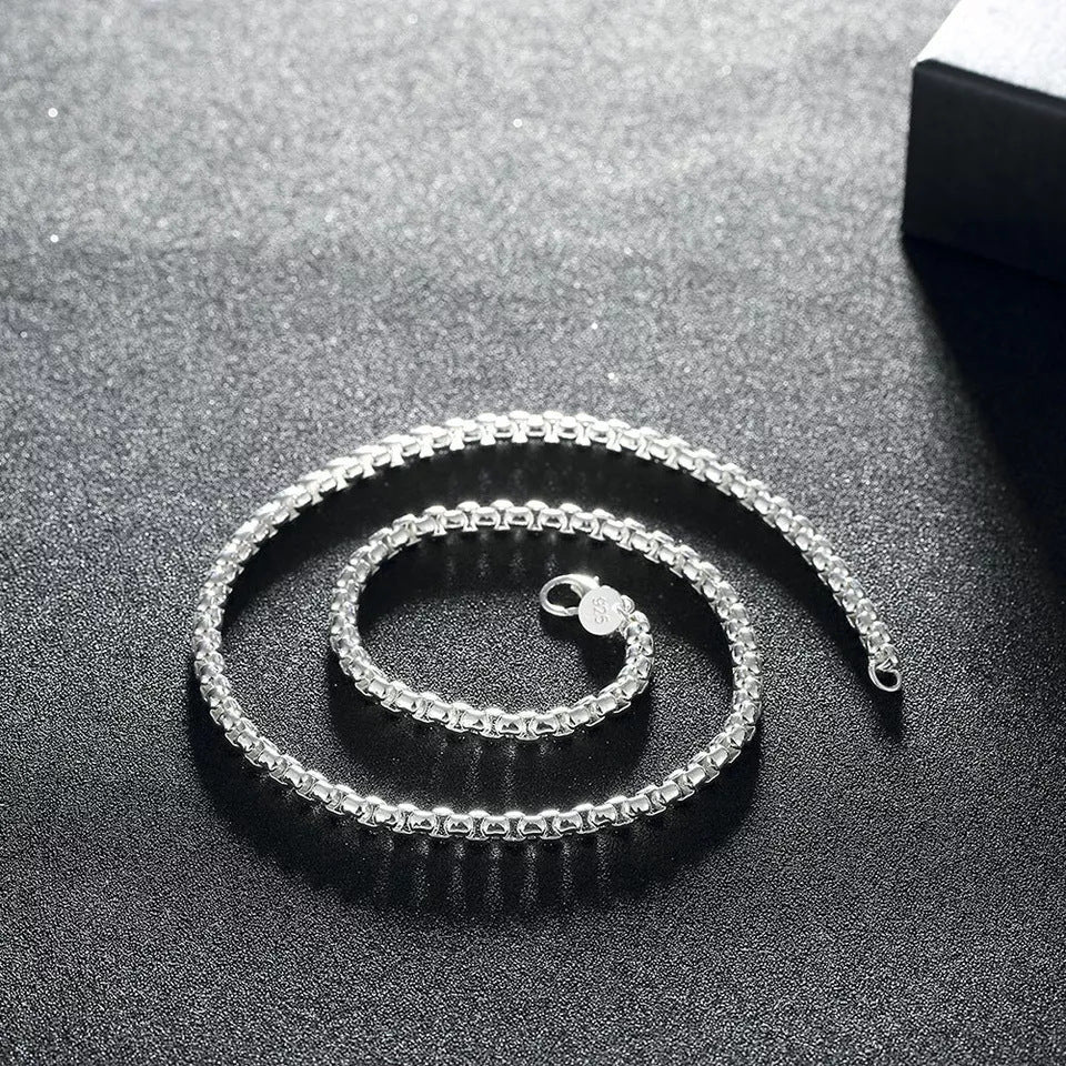 Silver-Plated Geometric Square Clasp Cuban Chain Necklace