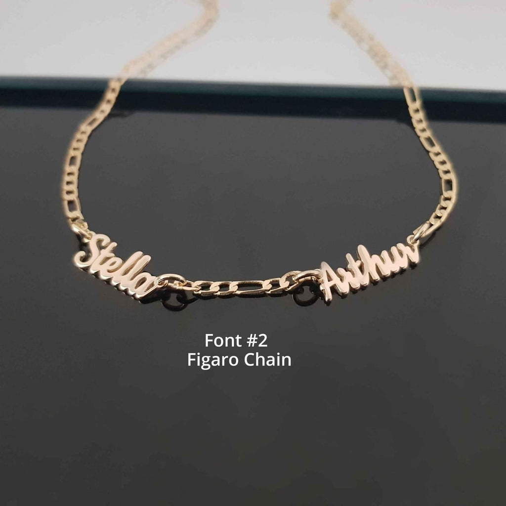 Custom multiple name necklace with polished finish and choice of chain