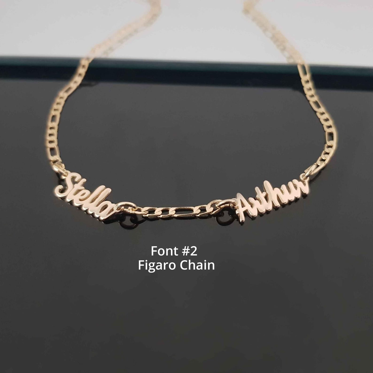 Custom multiple name necklace with polished finish and choice of chain