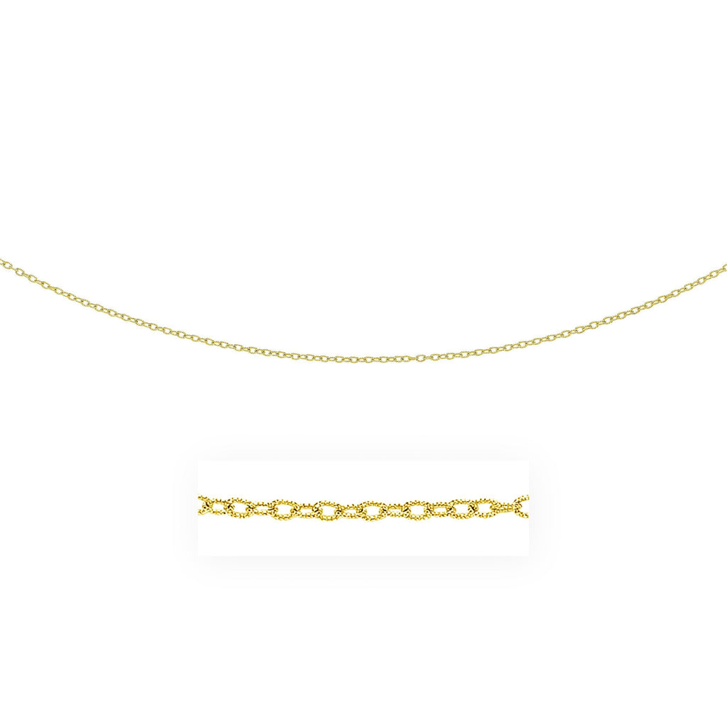 2.5mm 14k Yellow Gold Pendant Chain with Textured Links