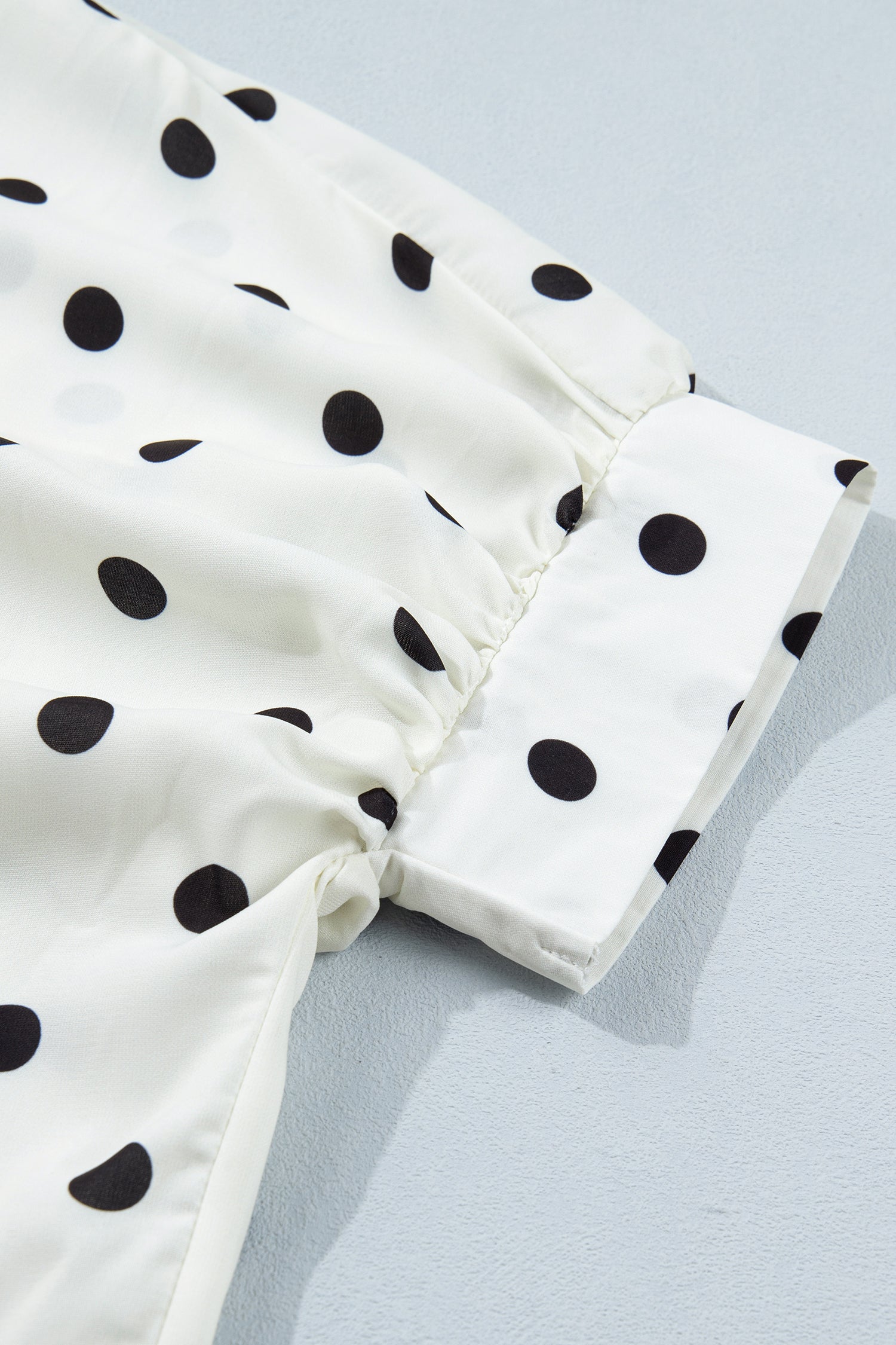 Polka Dot Loose Dolman Shirt with Rolled Cuffs and Tunic Length