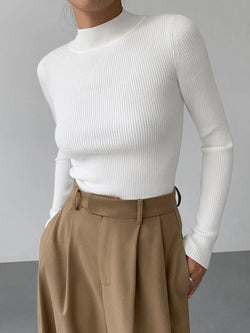 Women's Slim Fit Ribbed Crew Neck Long Sleeve Knitted Sweater - Image 5