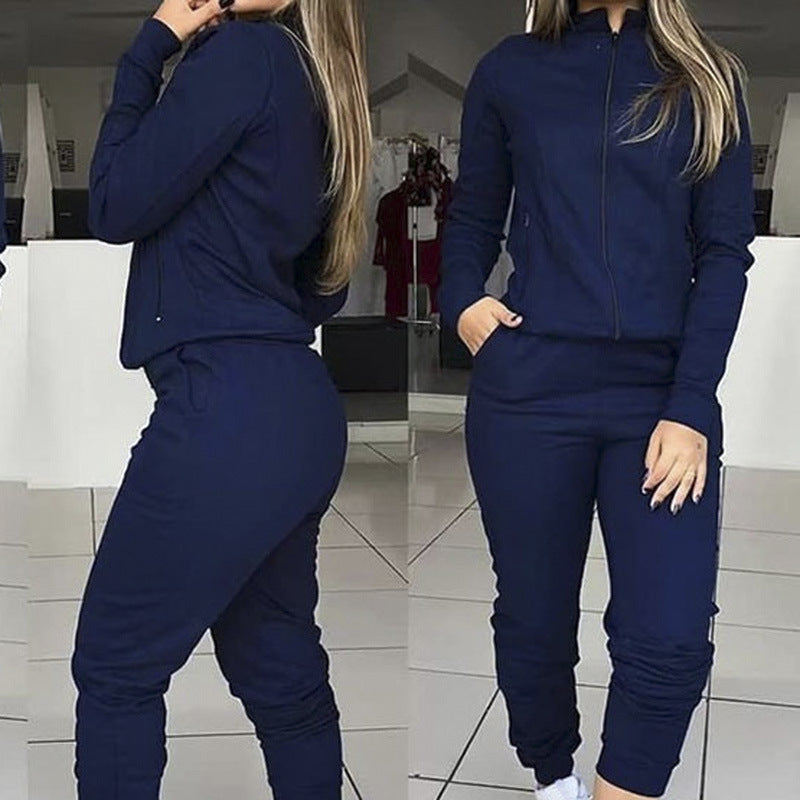 Women's Casual Two-Piece Zip-Up Jacket and Jogger Pant Set - Image 6