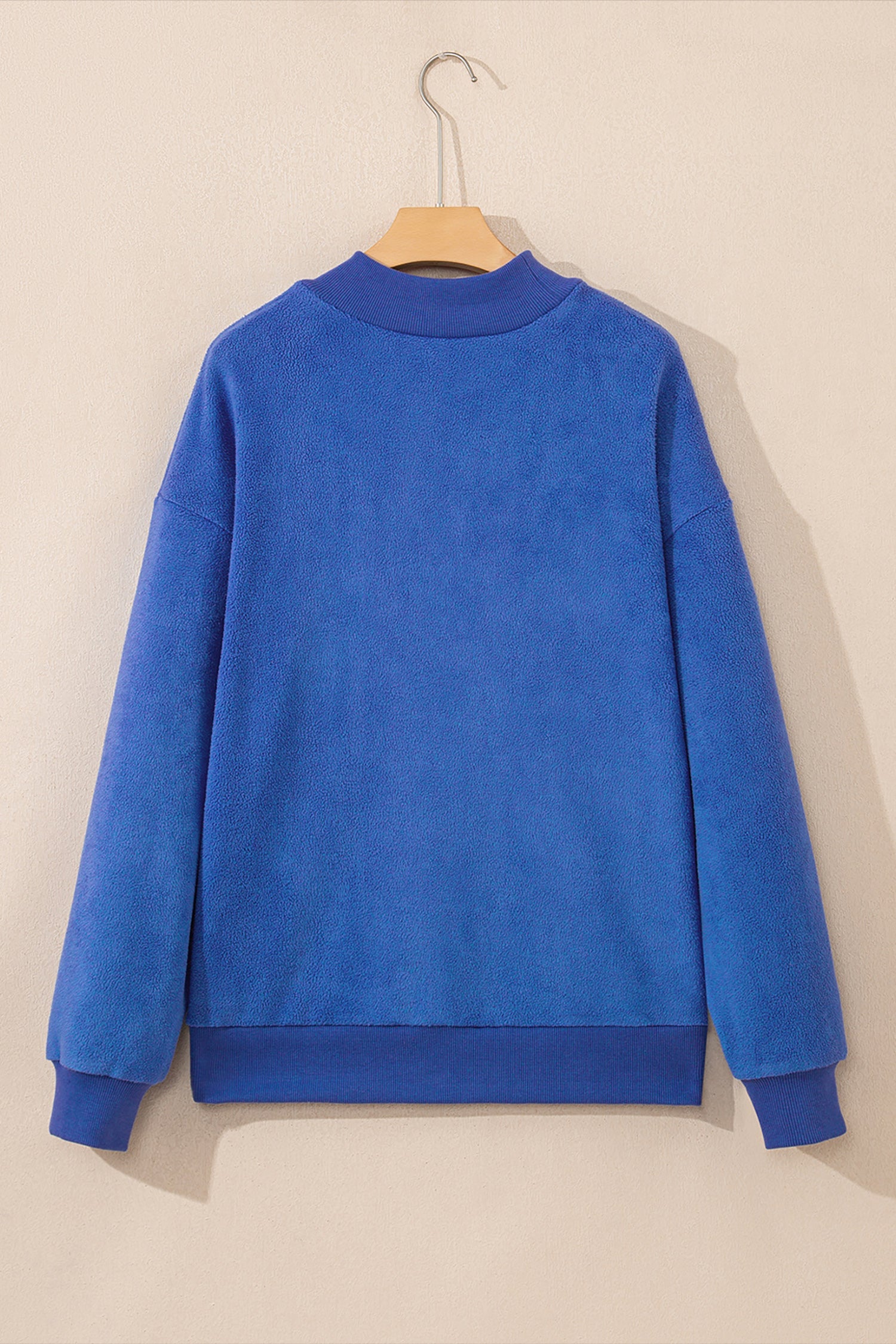 Solid Mock Neck Drop Shoulder Oversize Sweatshirt