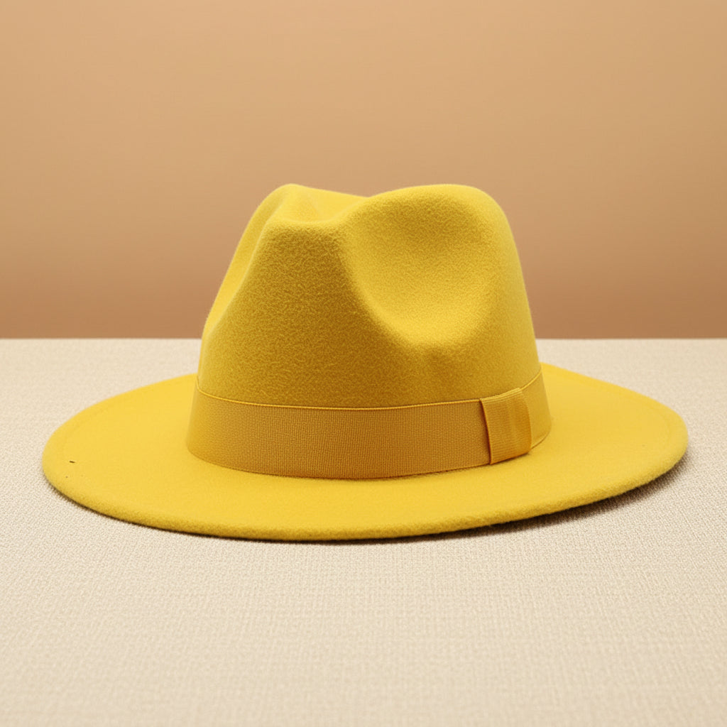 Wide Brim Bell Crown Felt Hat – Unisex Minimalist Sun Hat