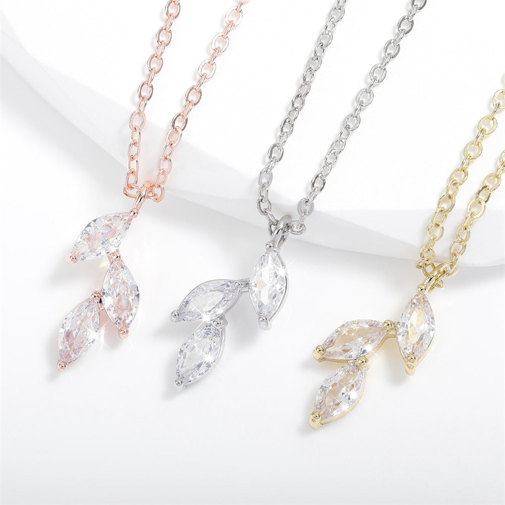 RAKOL European And American-style Light Luxury Elegant Horse Eye Pendant Copper Inlaid Zircon Women's Niche Versatile Exquisite Clavicle Chain Necklace