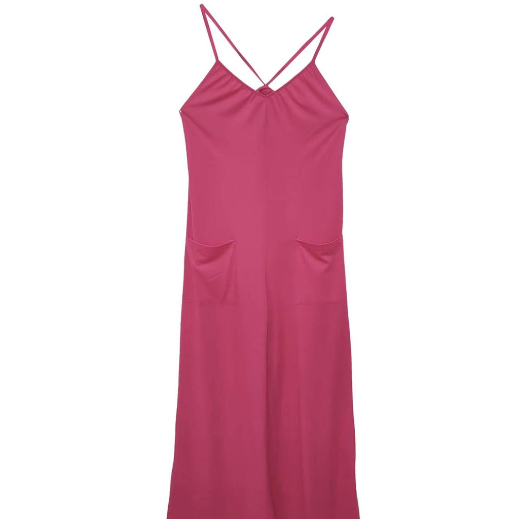 Women's Pink Cross Backless Wide Leg Camisole Jumpsuit - Image 2