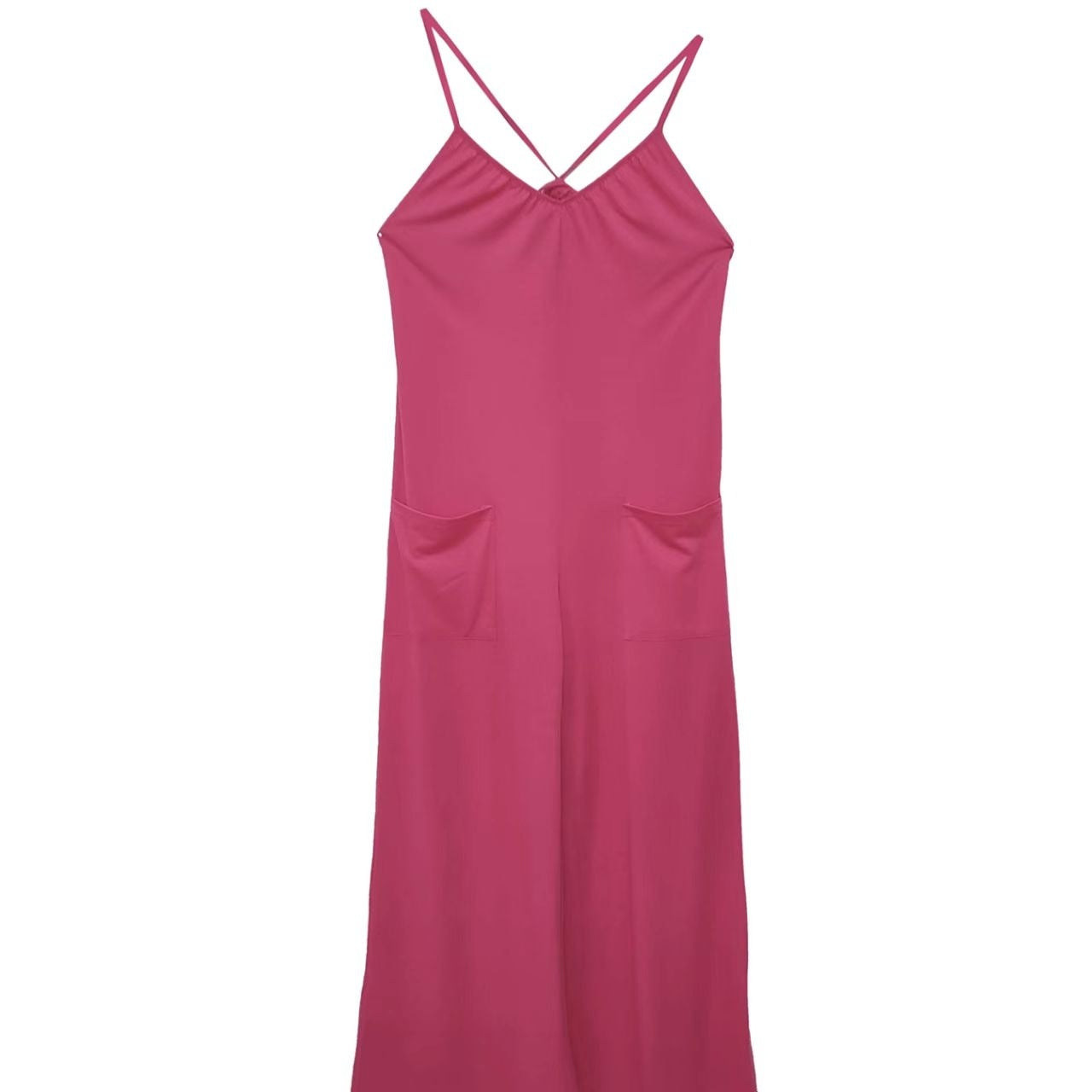Women's Pink Cross Backless Wide Leg Camisole Jumpsuit - Image 2