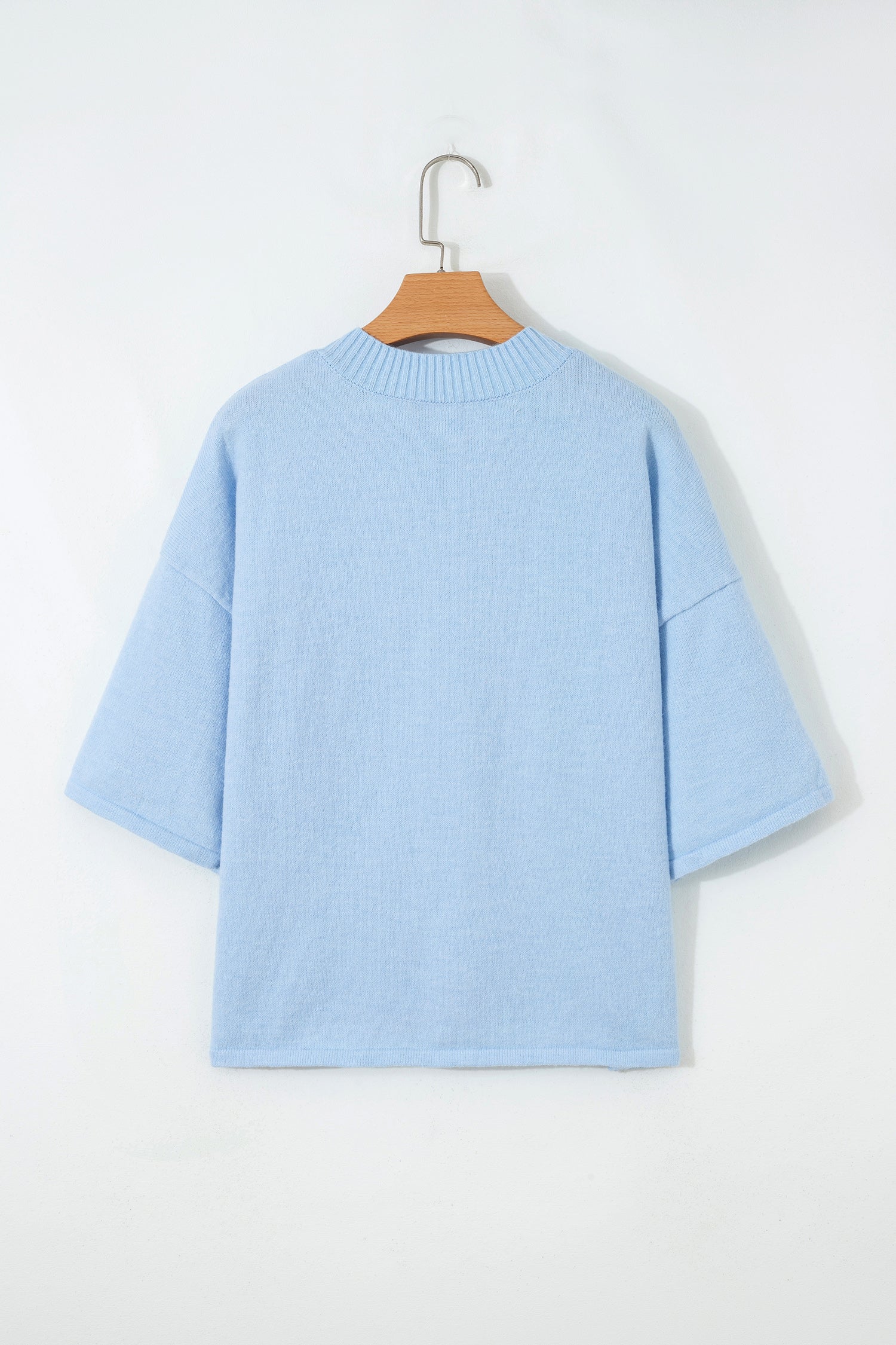 Solid 3/4 Sleeve Boxy Button-Down Cardigan