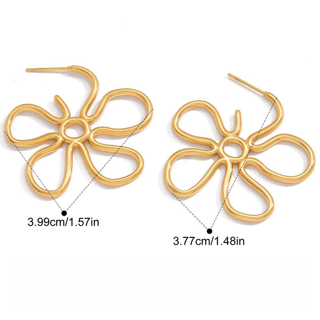 18K Gold-Plated Flower-Shaped Titanium Steel Earrings