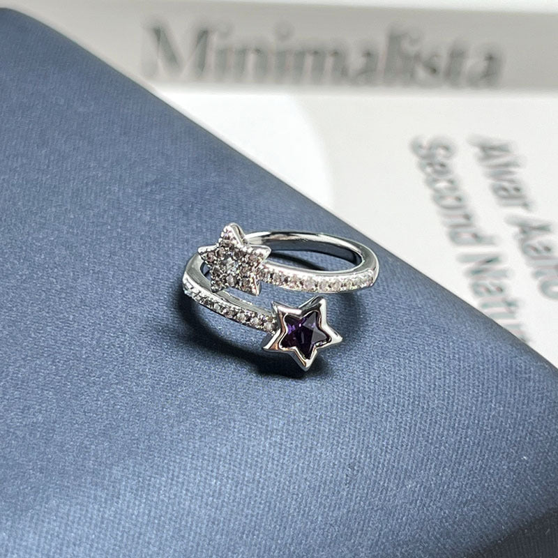 Purple Rhinestone Open Ring – Adjustable Sweet & Cool Statement