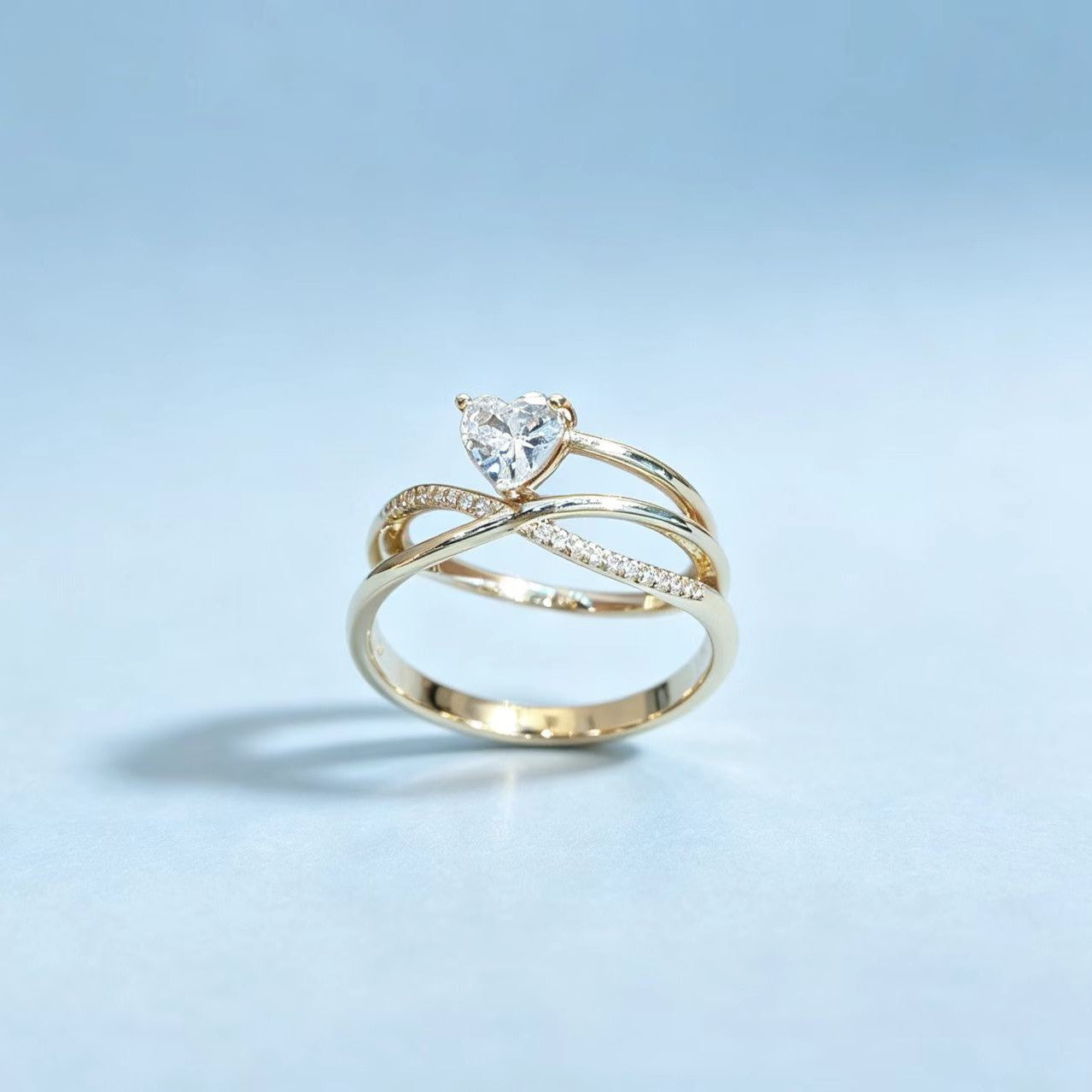 Minimalist Gold Heart Ring - European Style Adjustable Jewelry