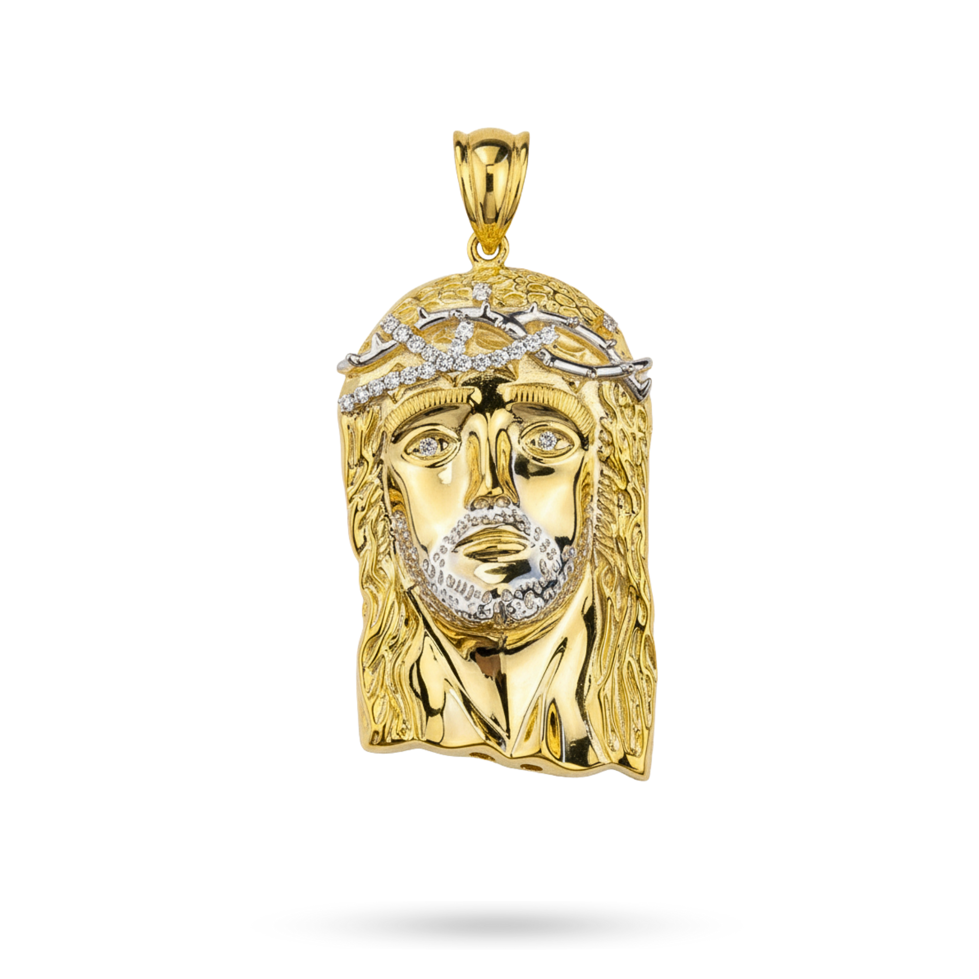 Gold Jesus Piece Pendant 925 Sterling Silver in 14K Gold