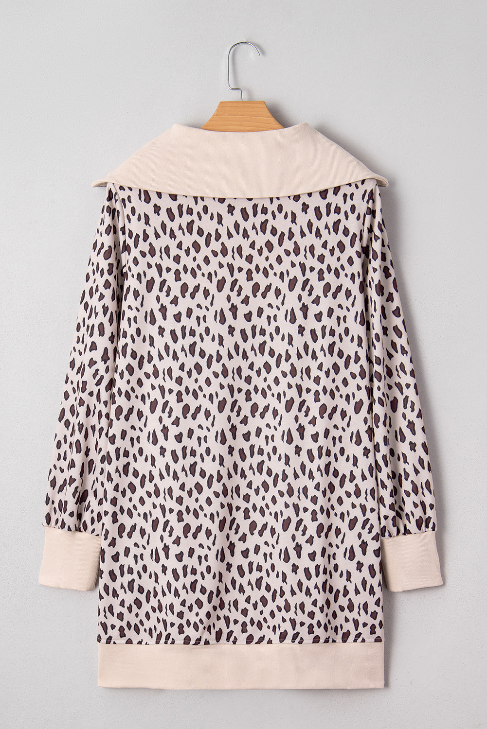 Leopard Patchwork Zip-Up Collar Mini Dress