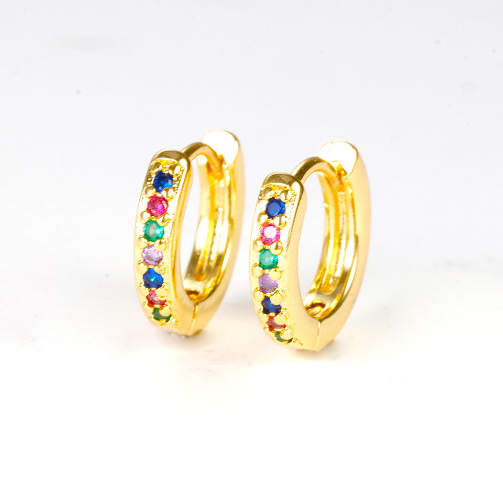 European And American Diamond Circle Ear Studs Personality Fashion