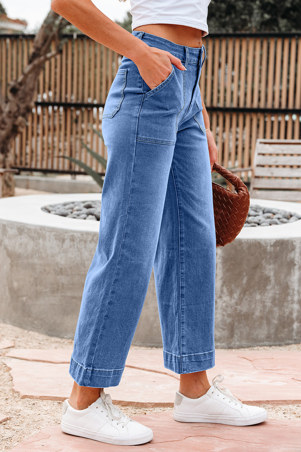Breen Cropped High Rise Wide Leg Jeans
