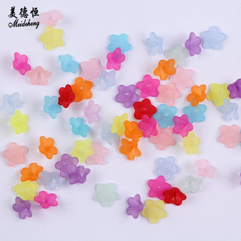 Matte Acrylic 5-Petal Blossom Beads, Translucent Center-Drilled Spacers For DIY Vintage Hair Sticks, Dangle Earrings & Pendant Crafts.