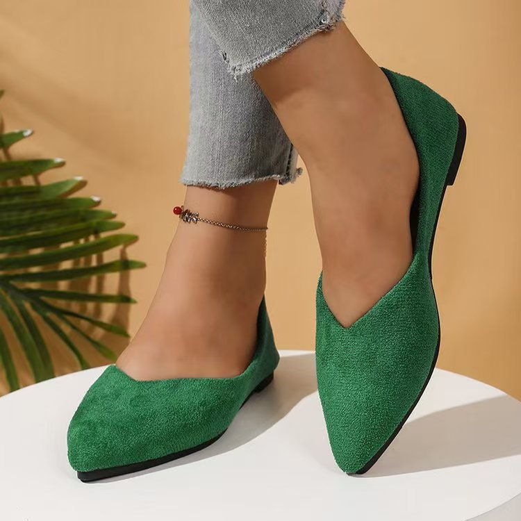 Women's Suede Pointed-Toe Flat Shoes Classic Everyday Footwear