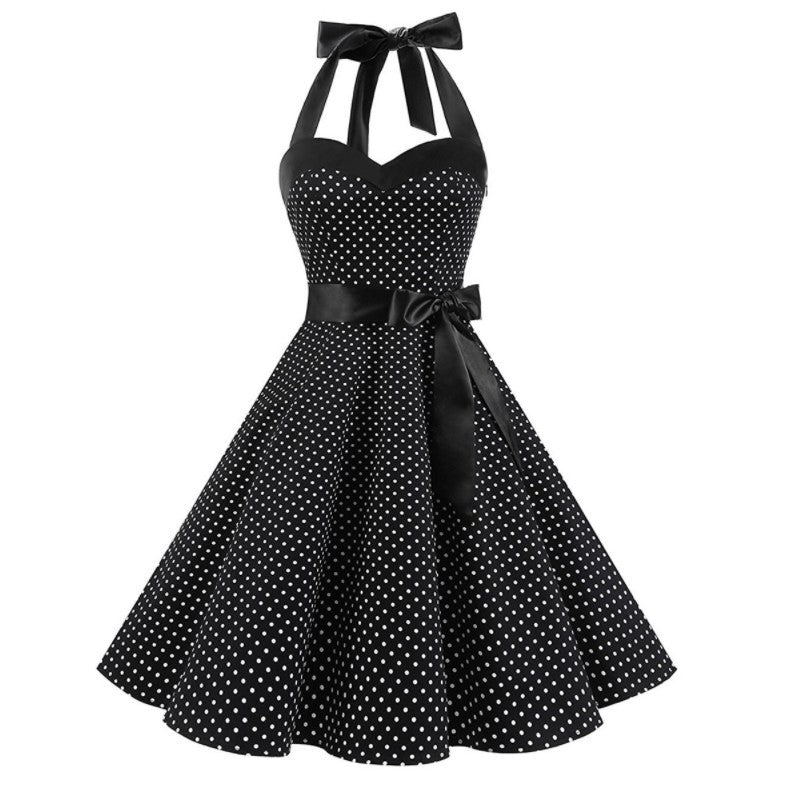 Vintage Polka Dot Strapless Maxi Dress for Women