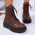 Women’s Round Toe Lace-Up Chunky Sole Ankle Boots - Image 6