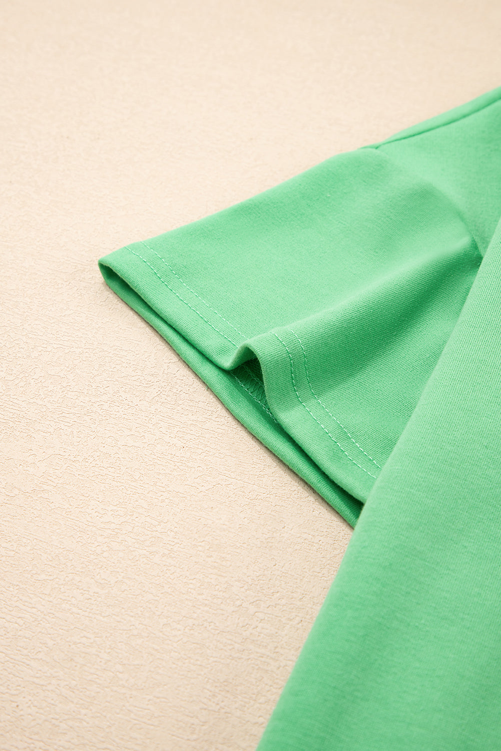 Mint Green V Neck Drop Shoulder Tee & Patchwork Shorts Set