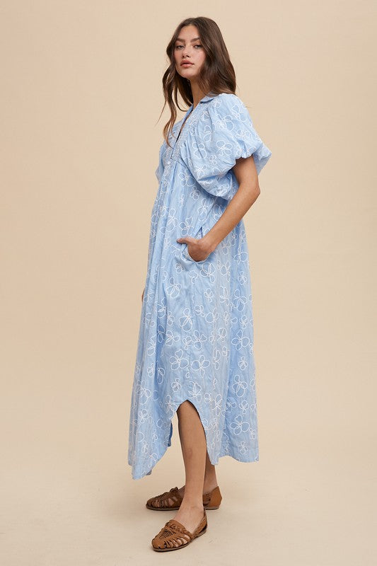 Floral Smocked Puff Sleeve Summer Dress with Feminine Details