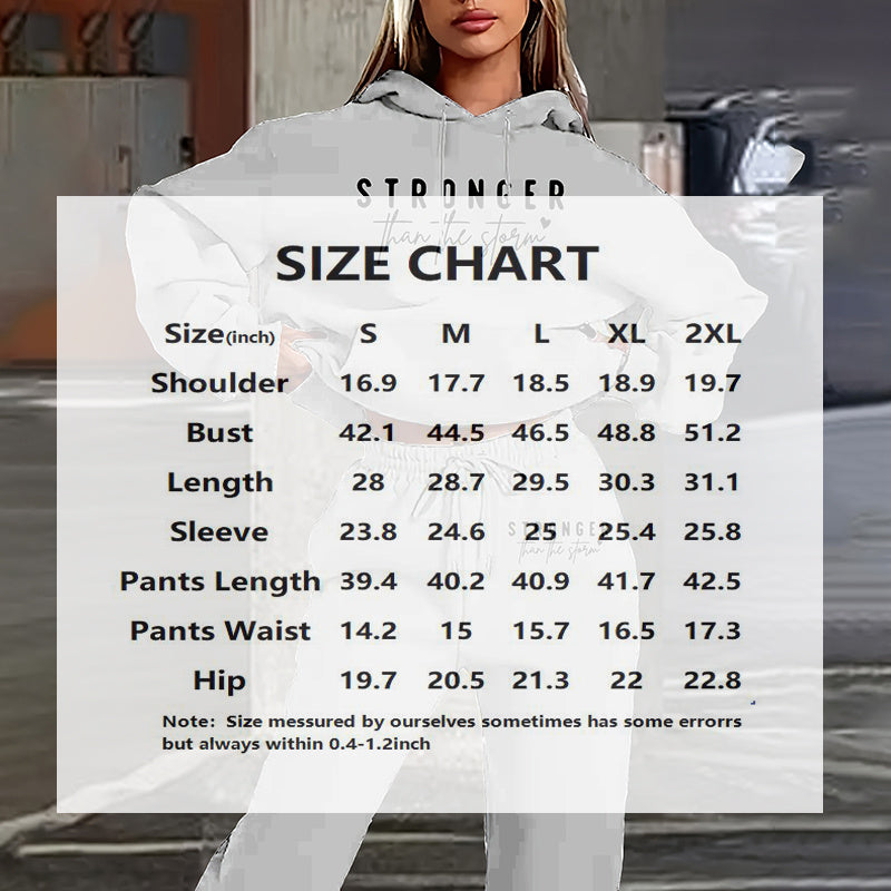 Women's Gray Letter Print Hoodie and Jogger 2-Piece Set - Image 5