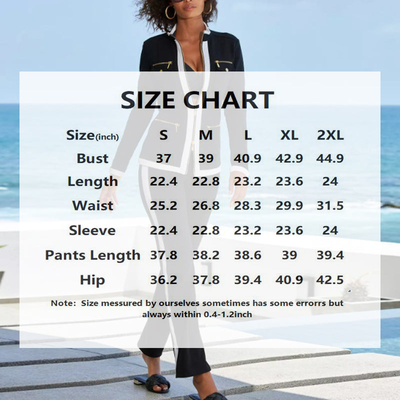 Women's 2-Piece Color-Block Zip Jacket and Straight Leg Sport Set