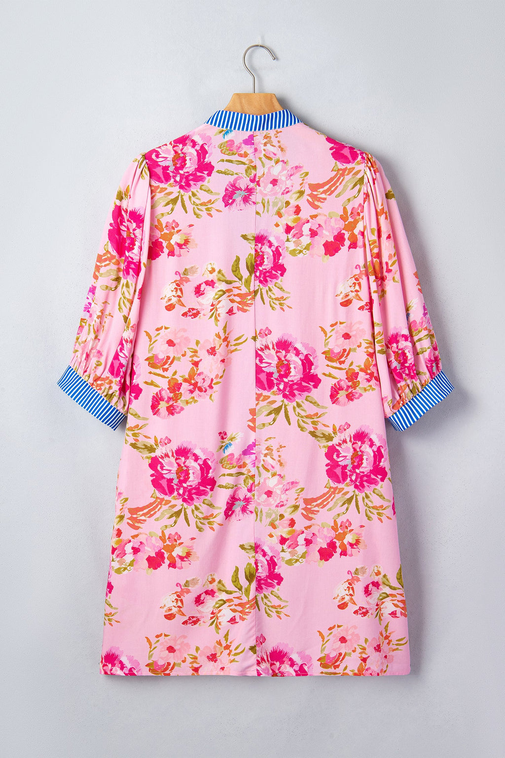 Rowan Half Sleeve Mini Dress in Pink Floral Resort Shift Style