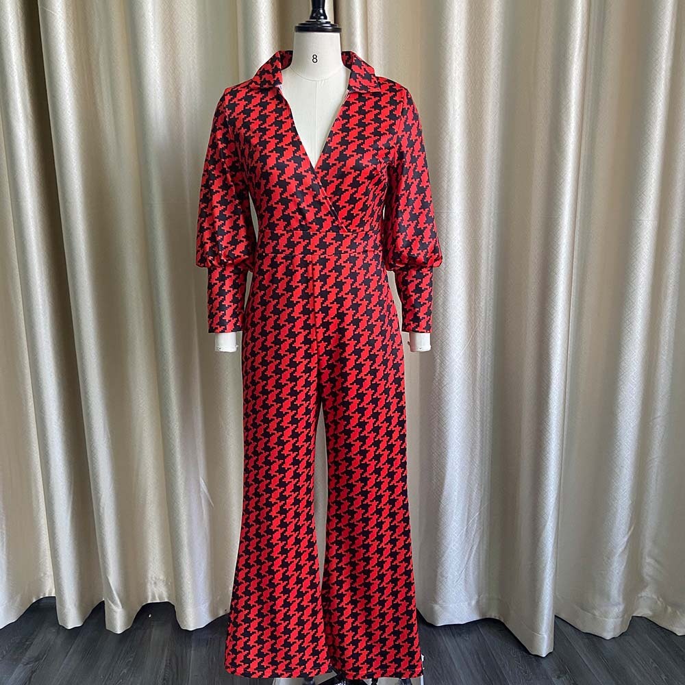 Modern V-Neck Straight High Waist Jumpsuit for Party & Events