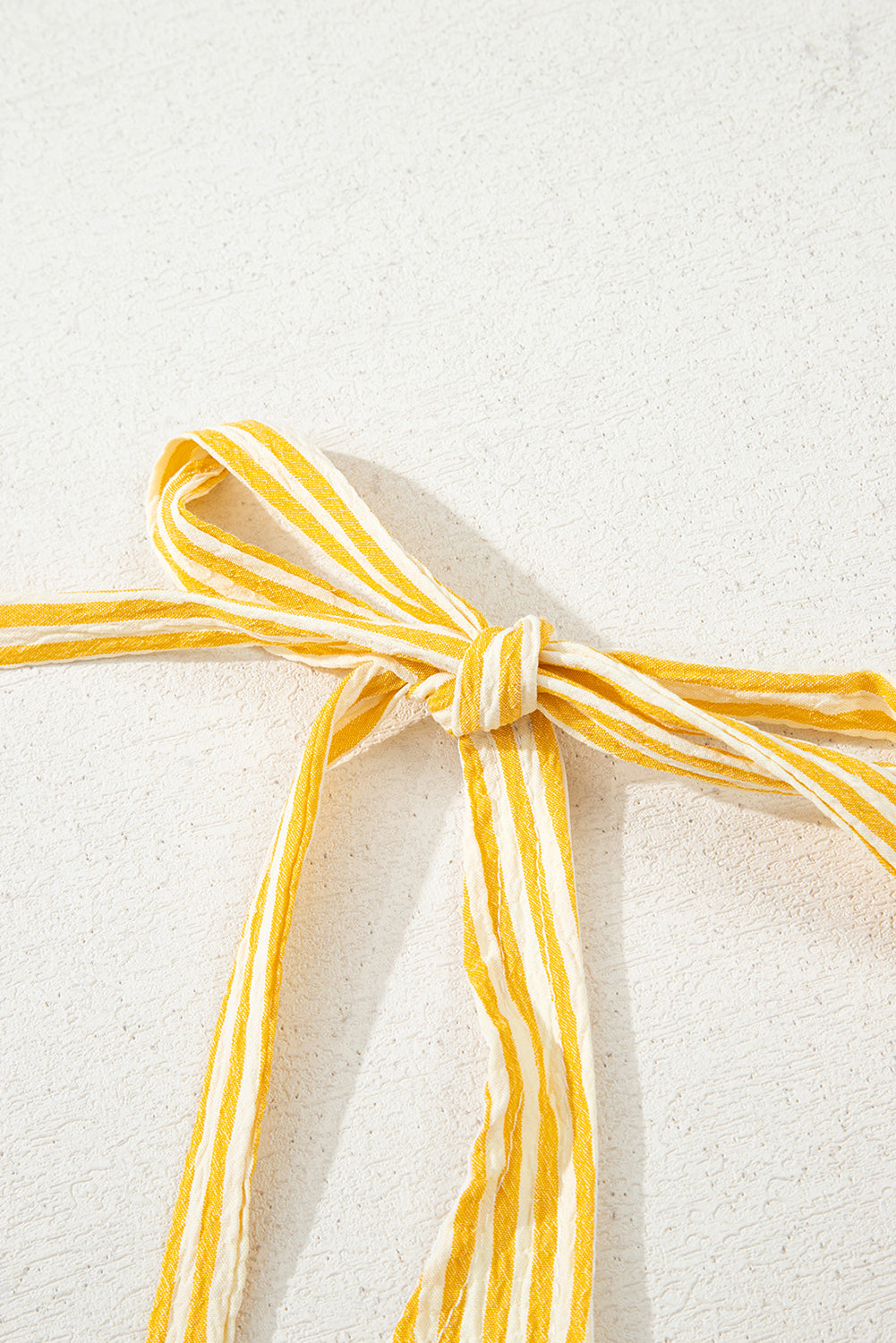 Yellow Stripe Wide Leg Romper with Tie Straps and Smocked Back
