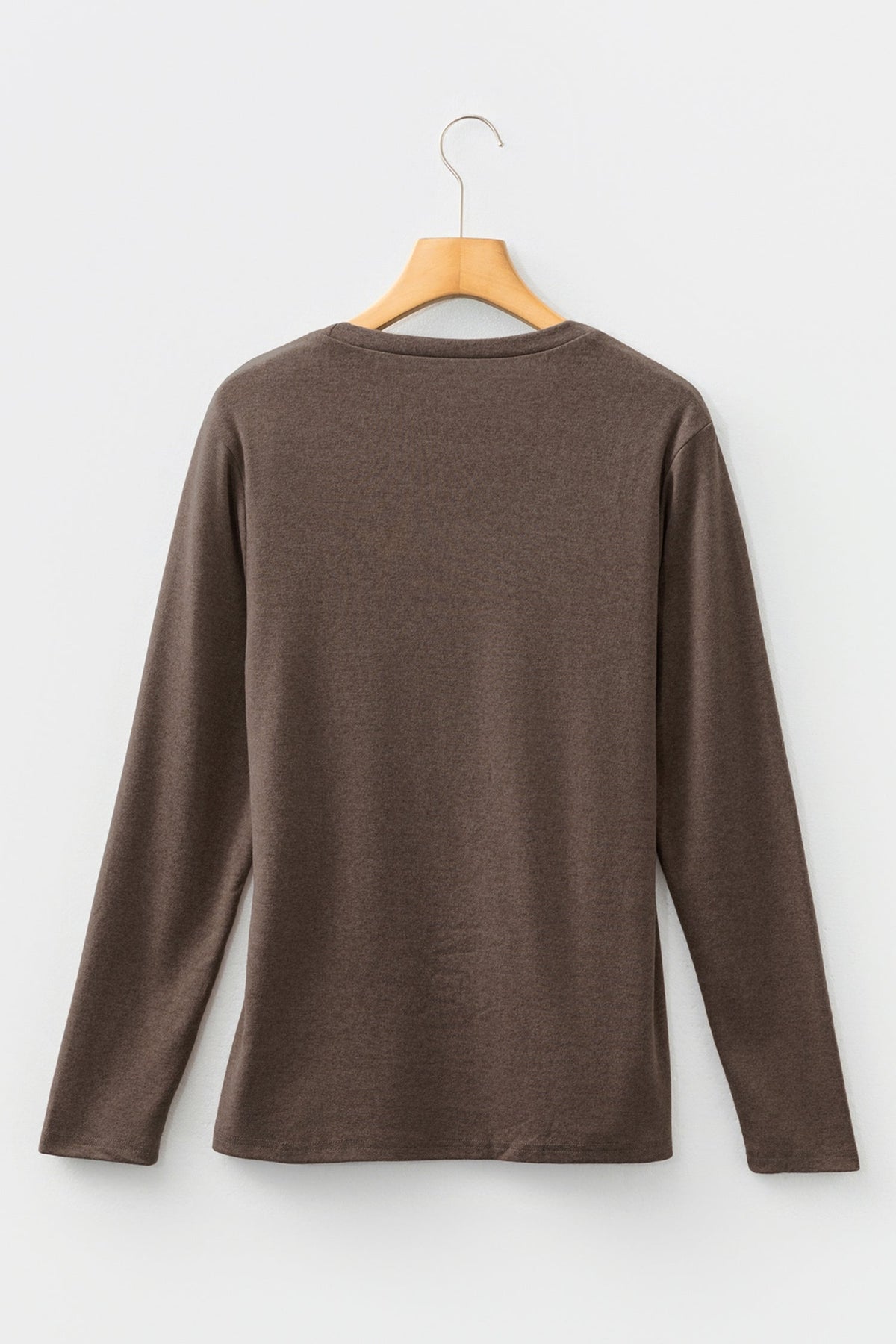 Solid Reverse Seam Crew Neck Long Sleeve Top