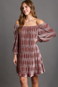 Glamorous off-shoulder velvet mini dress with full balloon sleeves