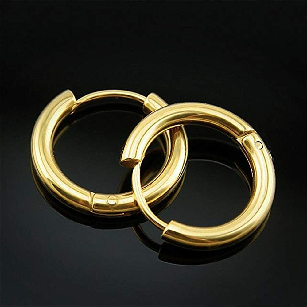 Amazon Foreign Trade Earrings Stylish Glossy Ear Clip Silver Round Tube Small Ring Anti-fashion