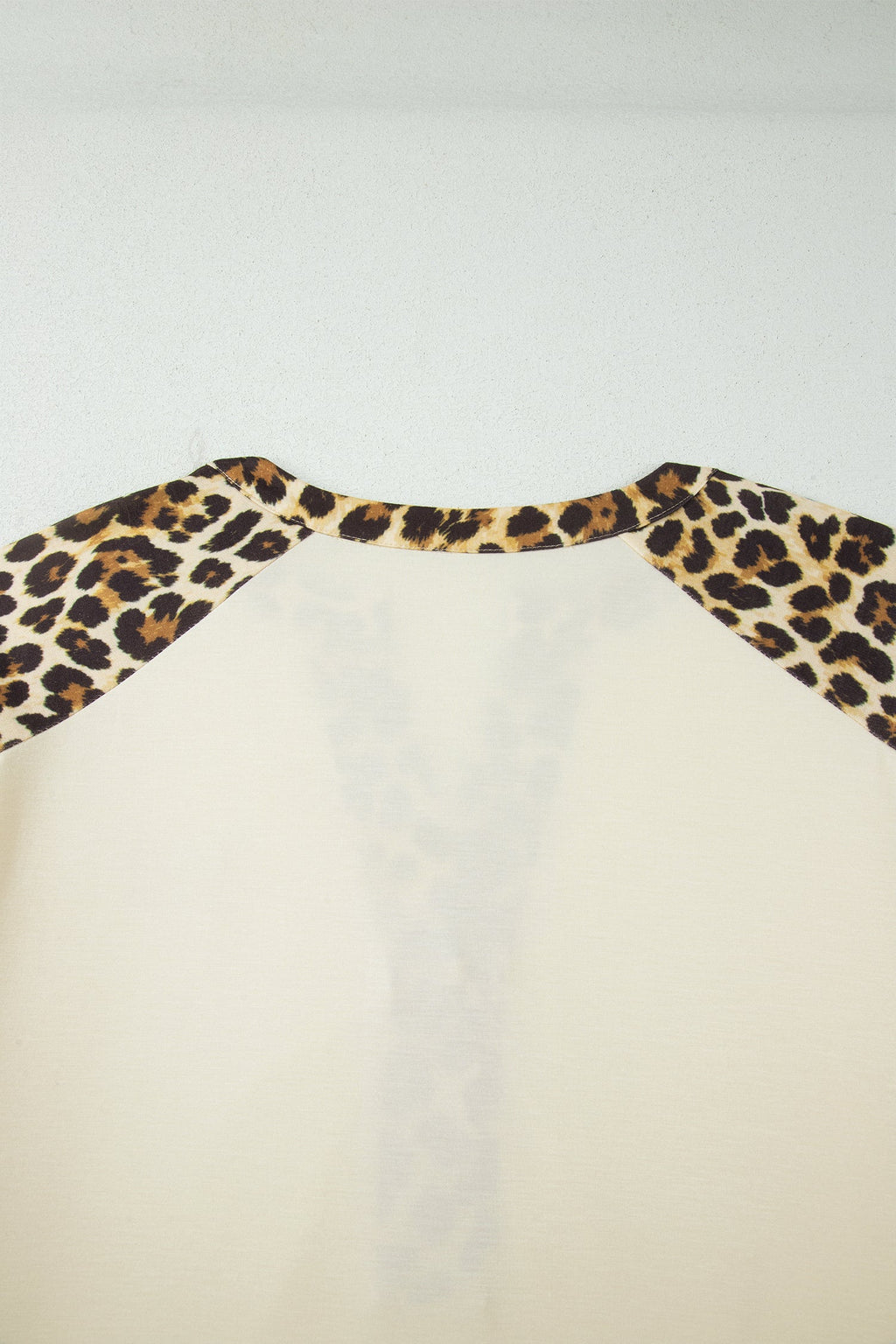 Contrast Patchwork Polo Tee in Leopard Print and Beige