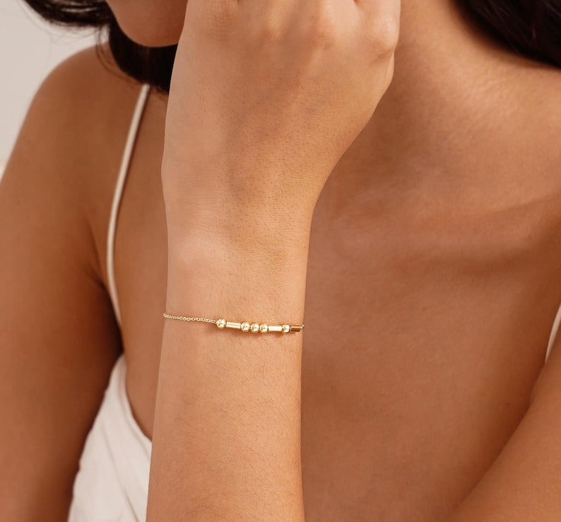 Custom Morse Code Name Bracelet Personalized Minimalist Jewelry