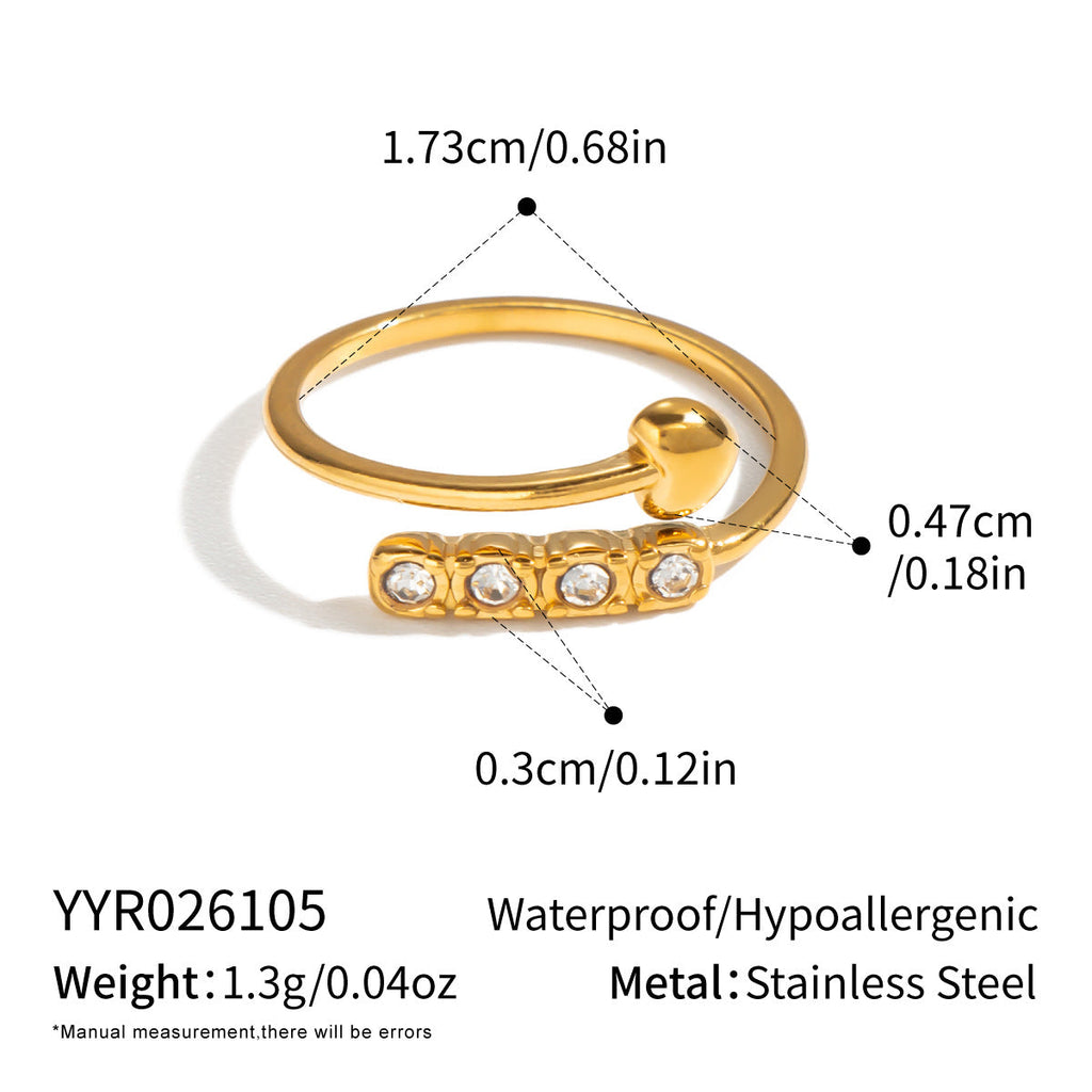 Fashionable Heart-shaped Ring With Diamonds