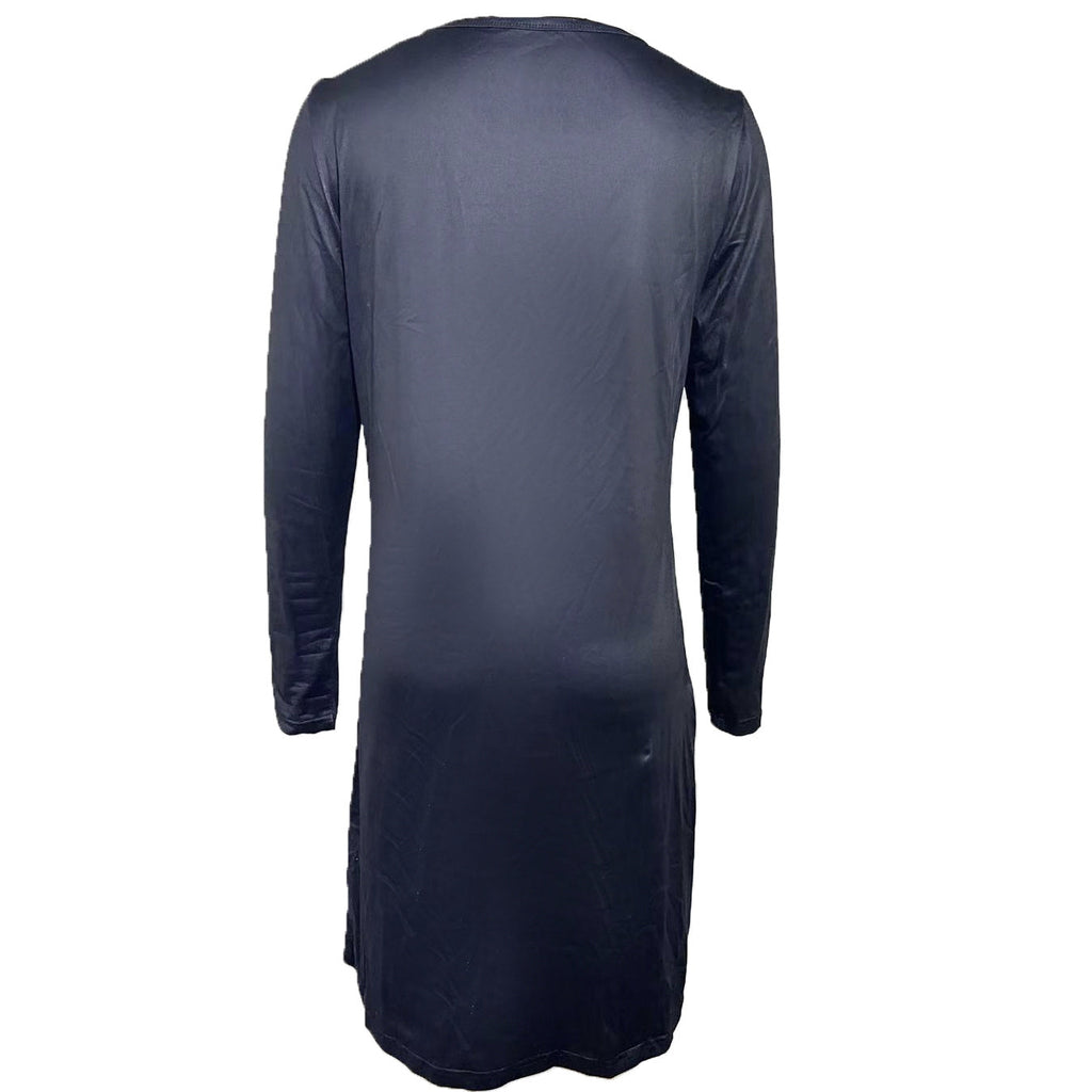 Casual V-Neck Long Sleeve Dress in Black, White, or Grey
