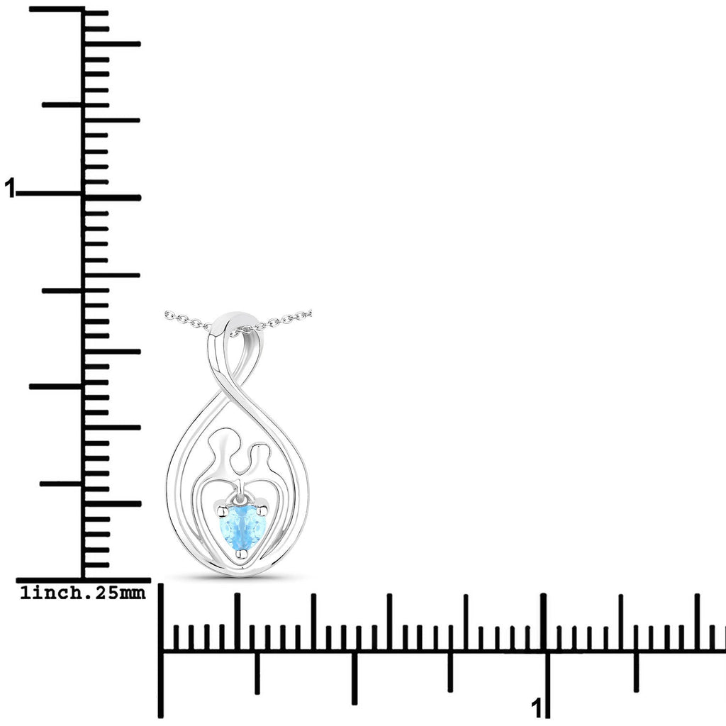0.13 Carat Genuine Swiss Blue Topaz .925 Sterling Silver Pendant