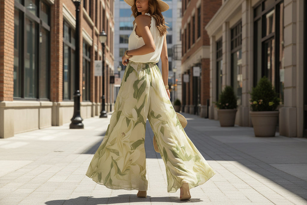 Floral Print Sleeveless V-Neck Maxi Dress with Ruffle Trim - Image 2