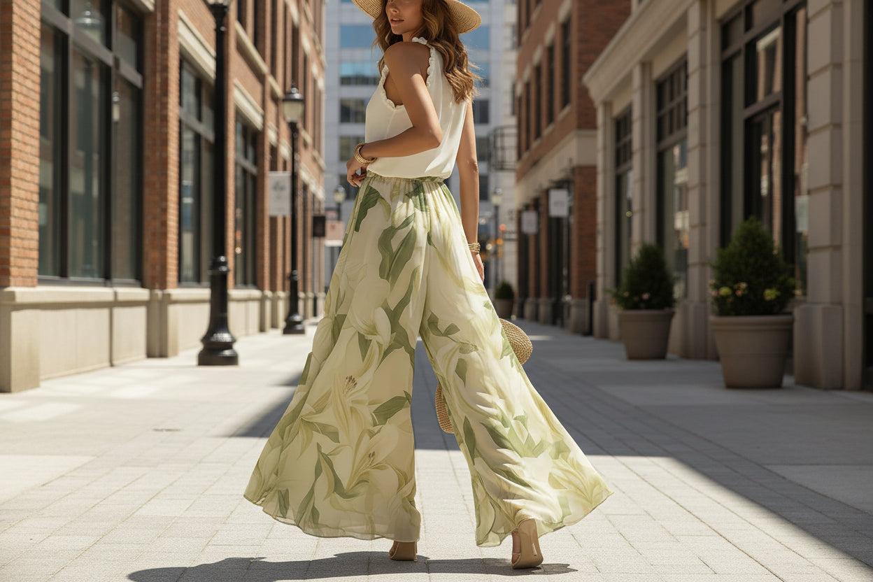 Floral Print Sleeveless V-Neck Maxi Dress with Ruffle Trim - Image 2