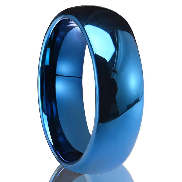 Blue-Plated Tungsten Steel Curved Ring for Men and Women