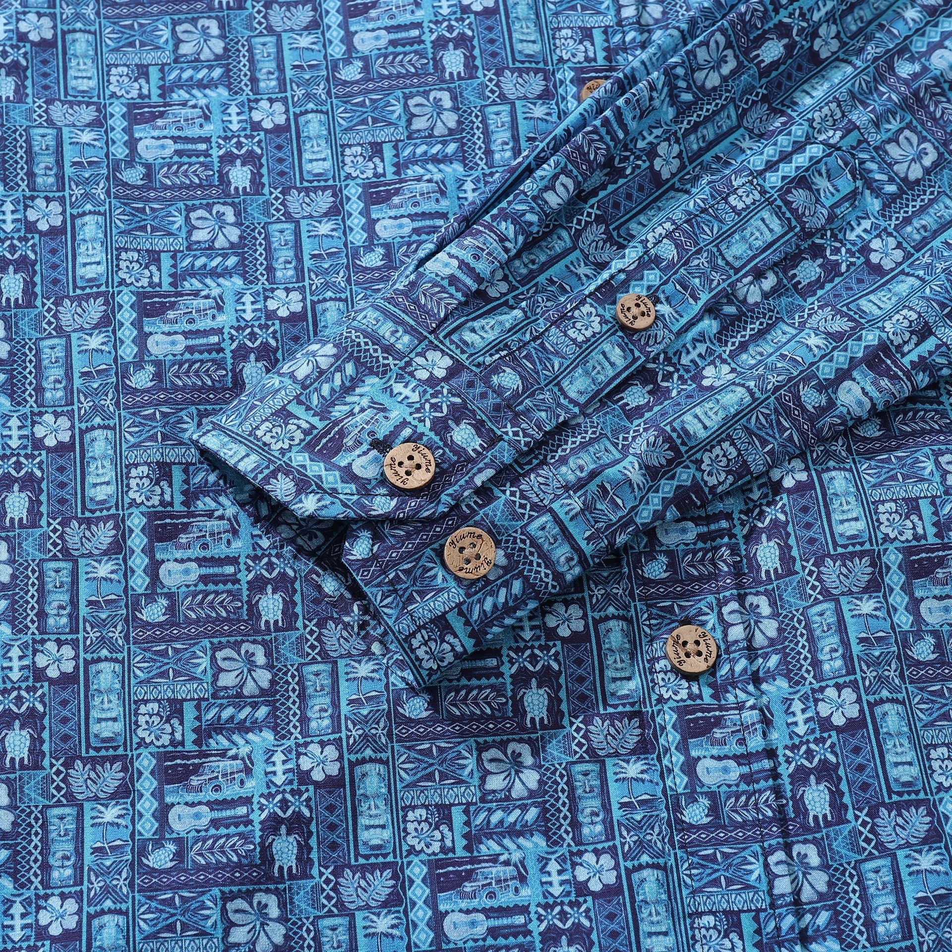 Men's TIKI Paradise Long Sleeve Cotton Button-Down Aloha Shirt