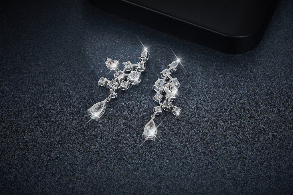 Pear Cut Moissanite Crawler Earrings 5x8mm Teardrop Climber