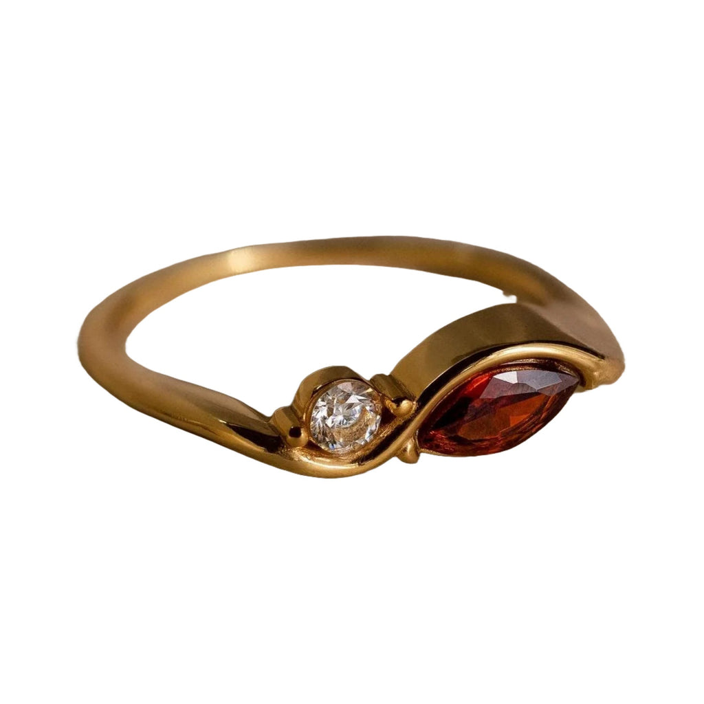 Elegant Wave Birthstone Ring – Custom Couple Ring with Two Stones
