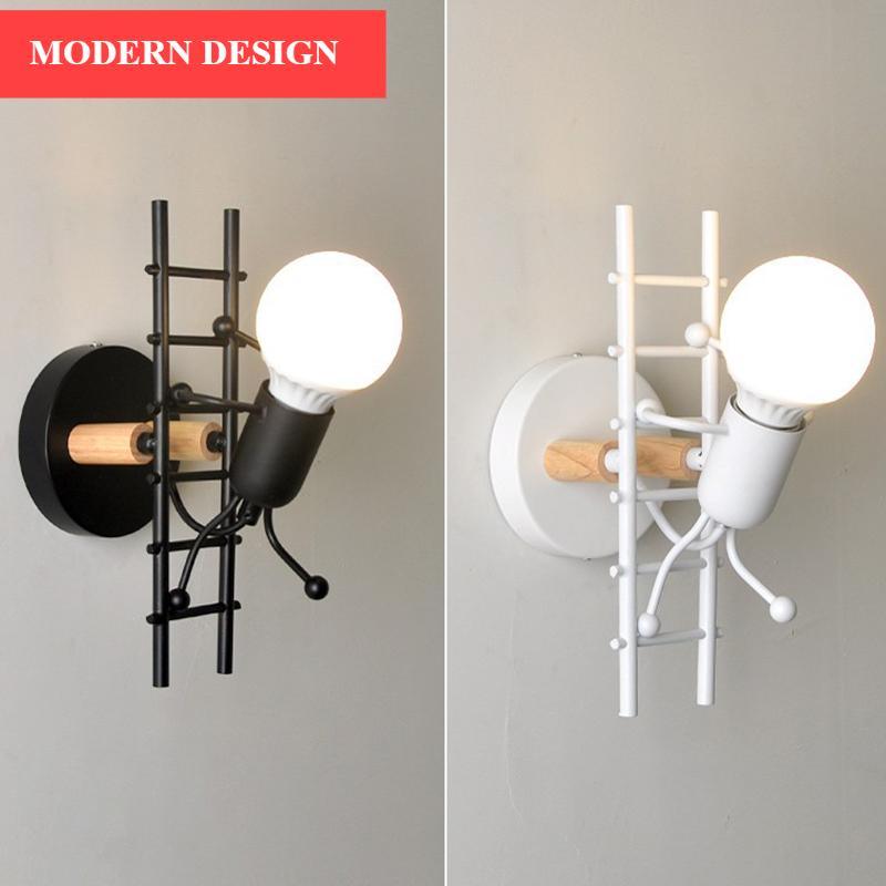 Modern Nordic humanoid climbing doll wall sconce for children's bedrooms