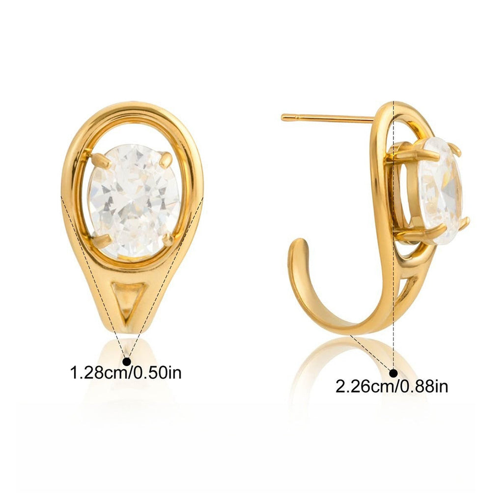 18K Gold Zircon Stud Earrings for Women Minimalist Luxury Jewelry