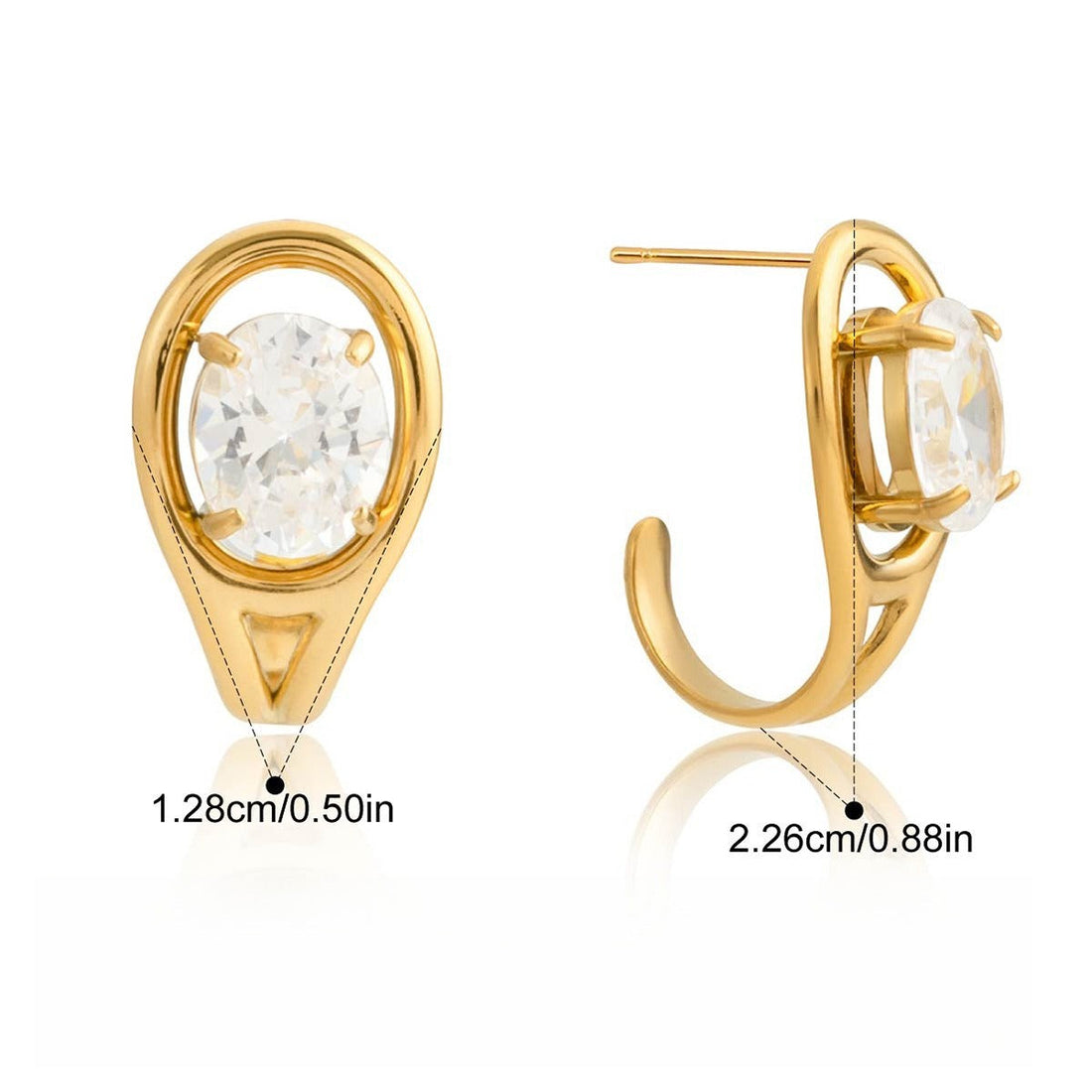 18K Gold Zircon Stud Earrings for Women Minimalist Luxury Jewelry