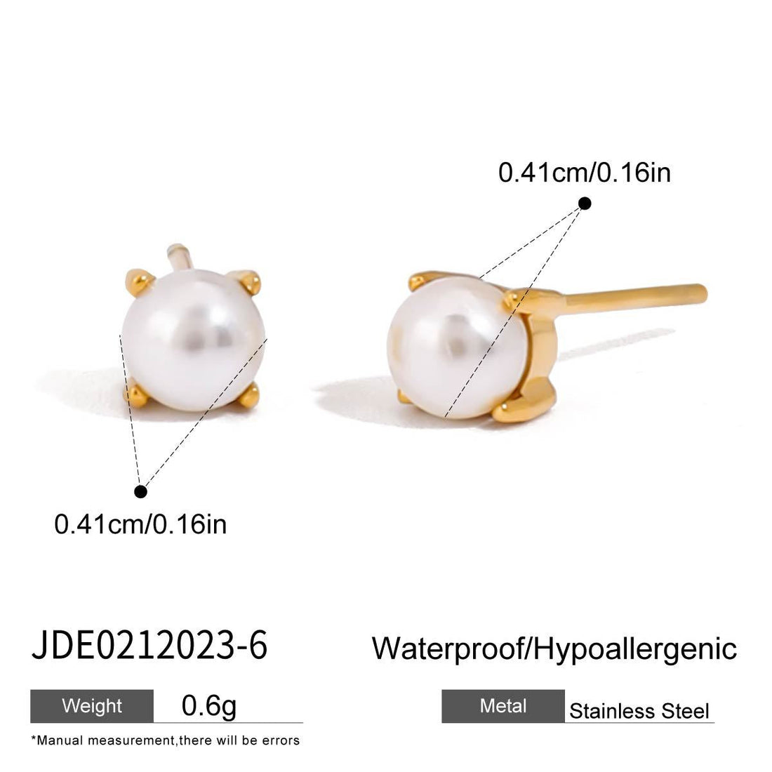 Gold Ladybug Ear Cuff with Pearl Stud in Waterproof Stainless Steel