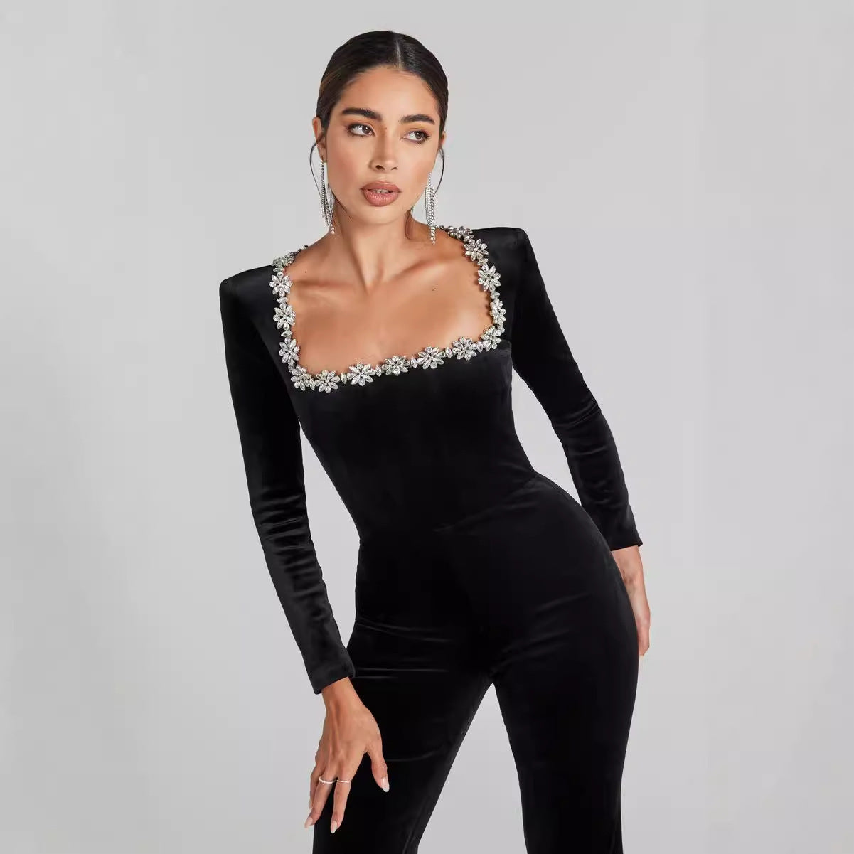 Diamond Encrusted Flared Jumpsuit for Glamorous Nights